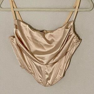 Urban Outfitters Satin Drape Cami in Champagne/Gold